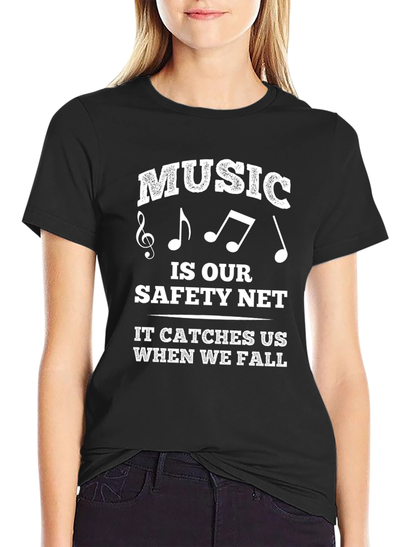 Music Is Our Safety Net Black T-Shirt