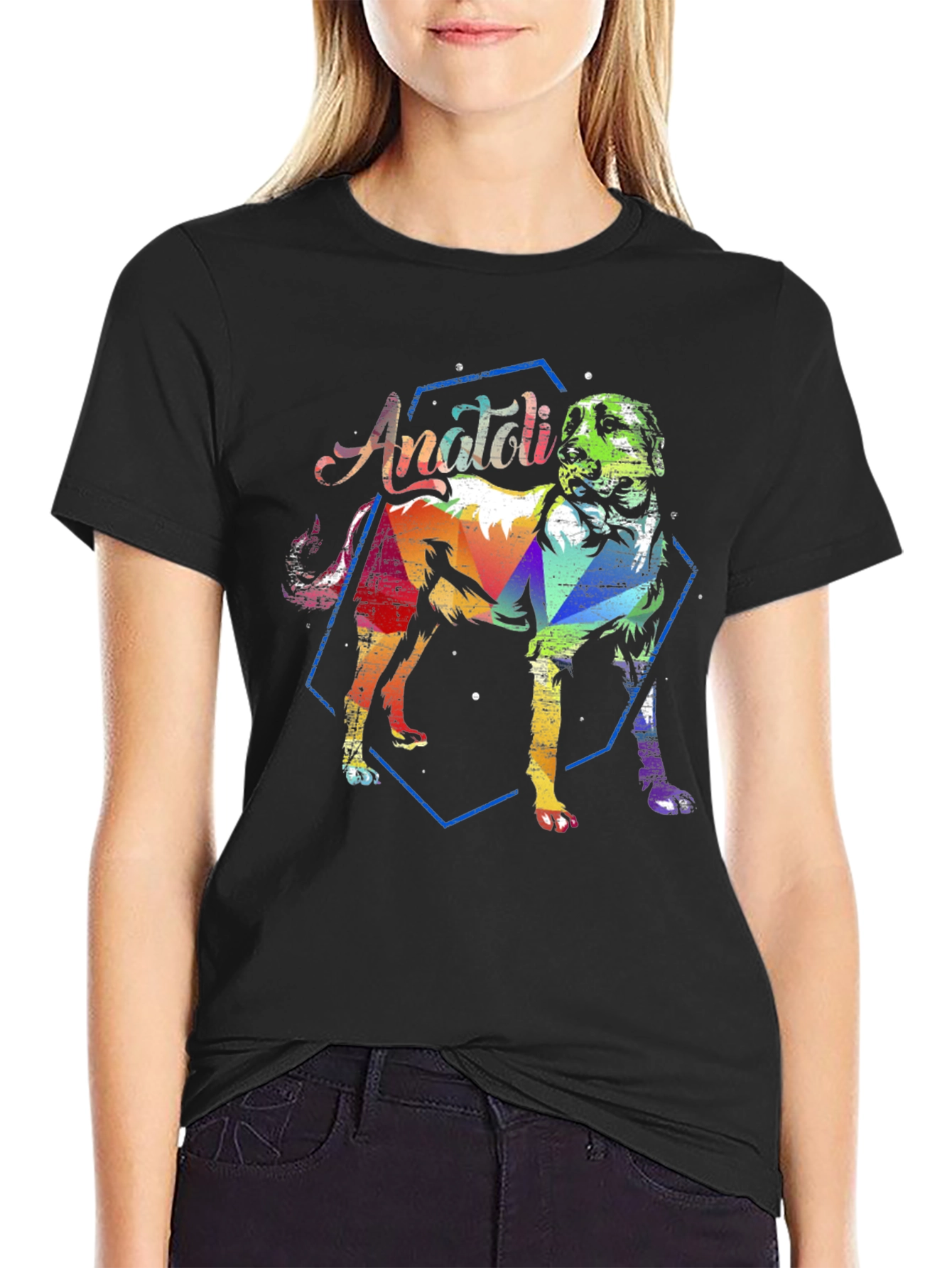 Anatoli Dog Graphic T-Shirt - Artistic Colorful Design