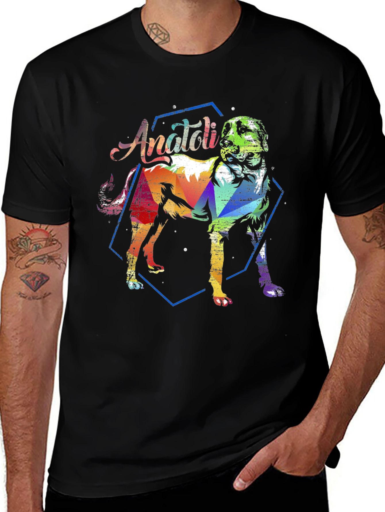 Anatoli Dog Graphic T-Shirt - Artistic Colorful Design