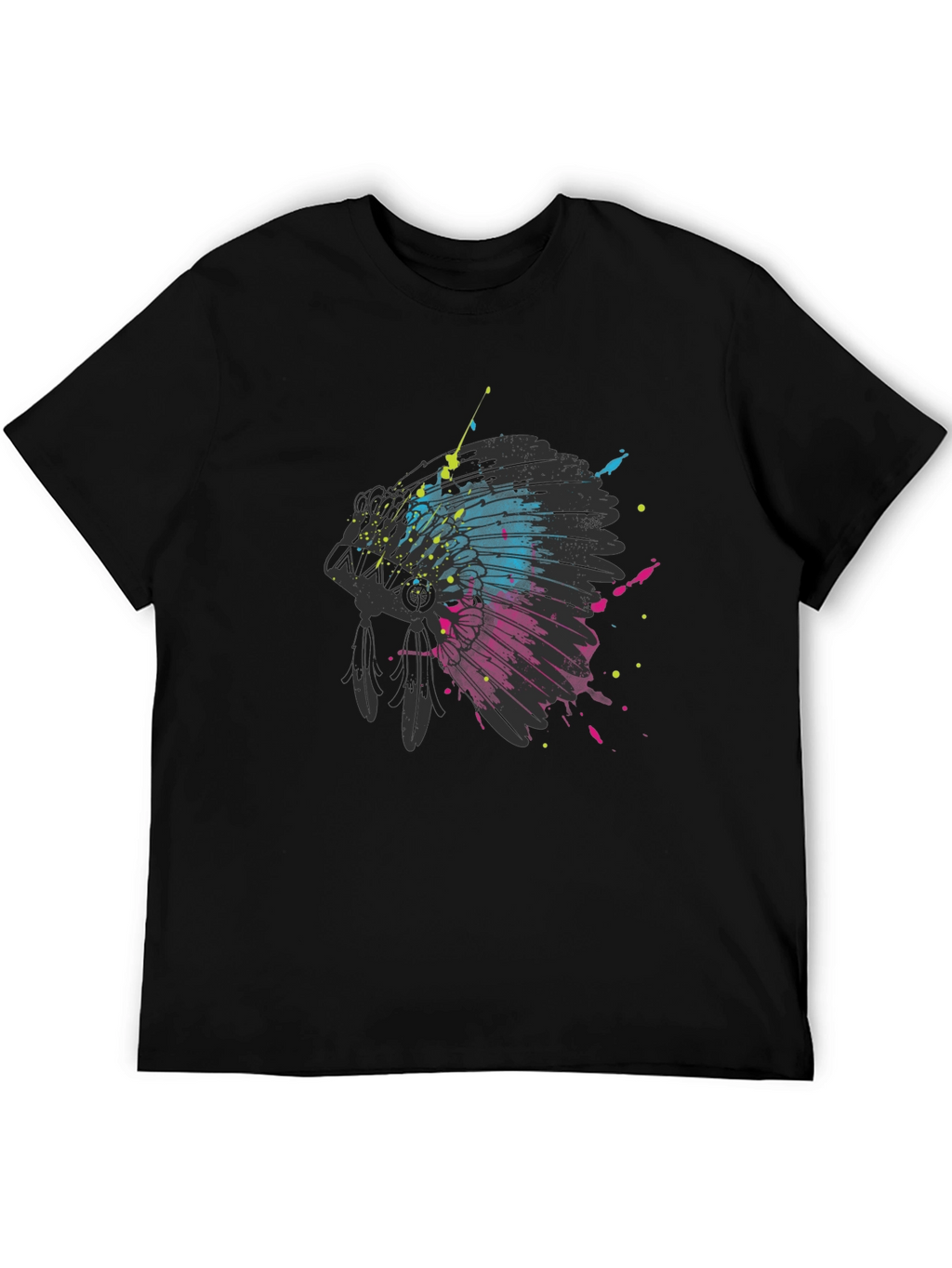 Abstract Headdress Graphic Tee - Black