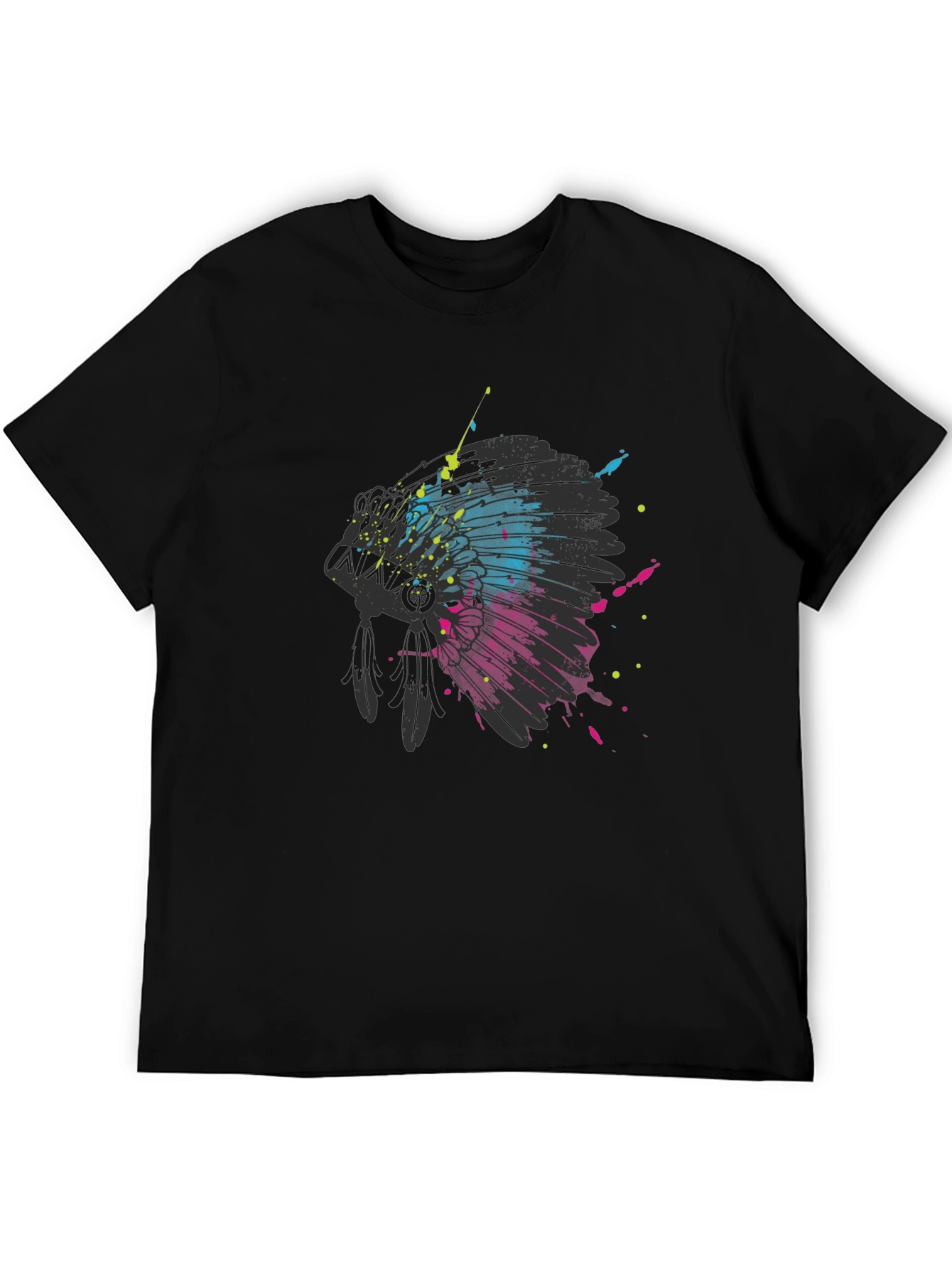 Abstract Headdress Graphic Tee - Black