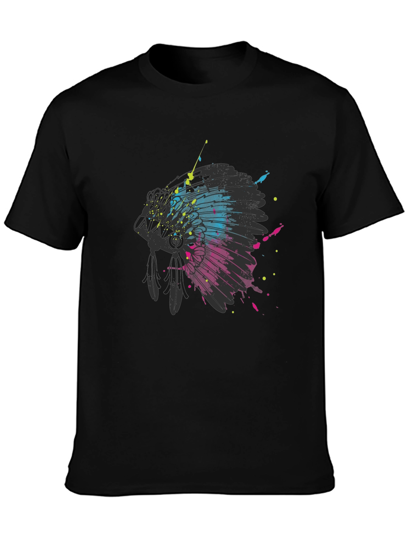 Abstract Headdress Graphic Tee - Black