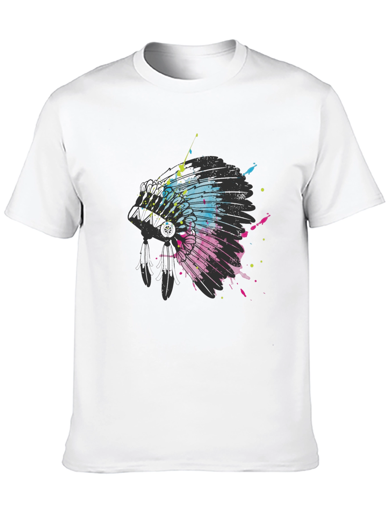 Abstract Headdress Graphic Tee - Black