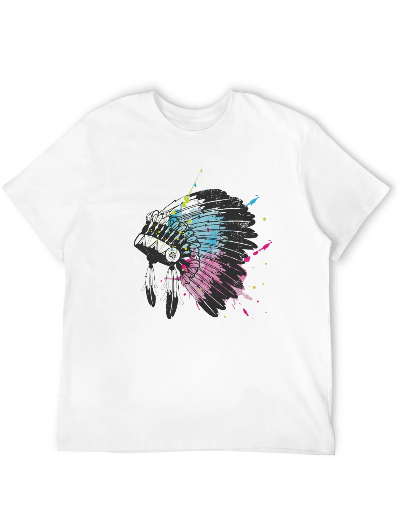 Abstract Headdress Graphic Tee - Black