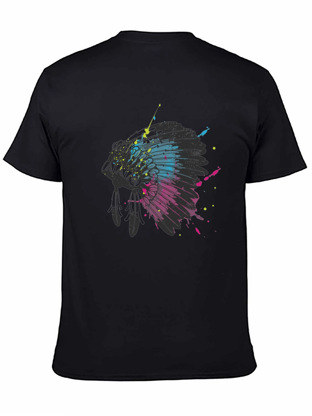 Abstract Headdress Graphic Tee - Black