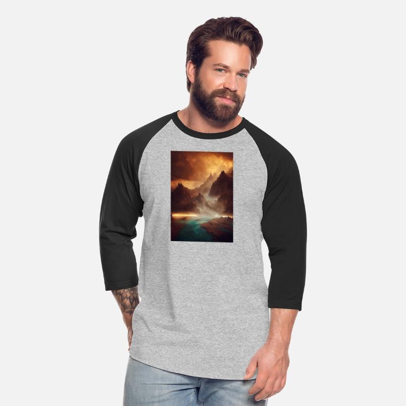 Mountains on a river mystery painting