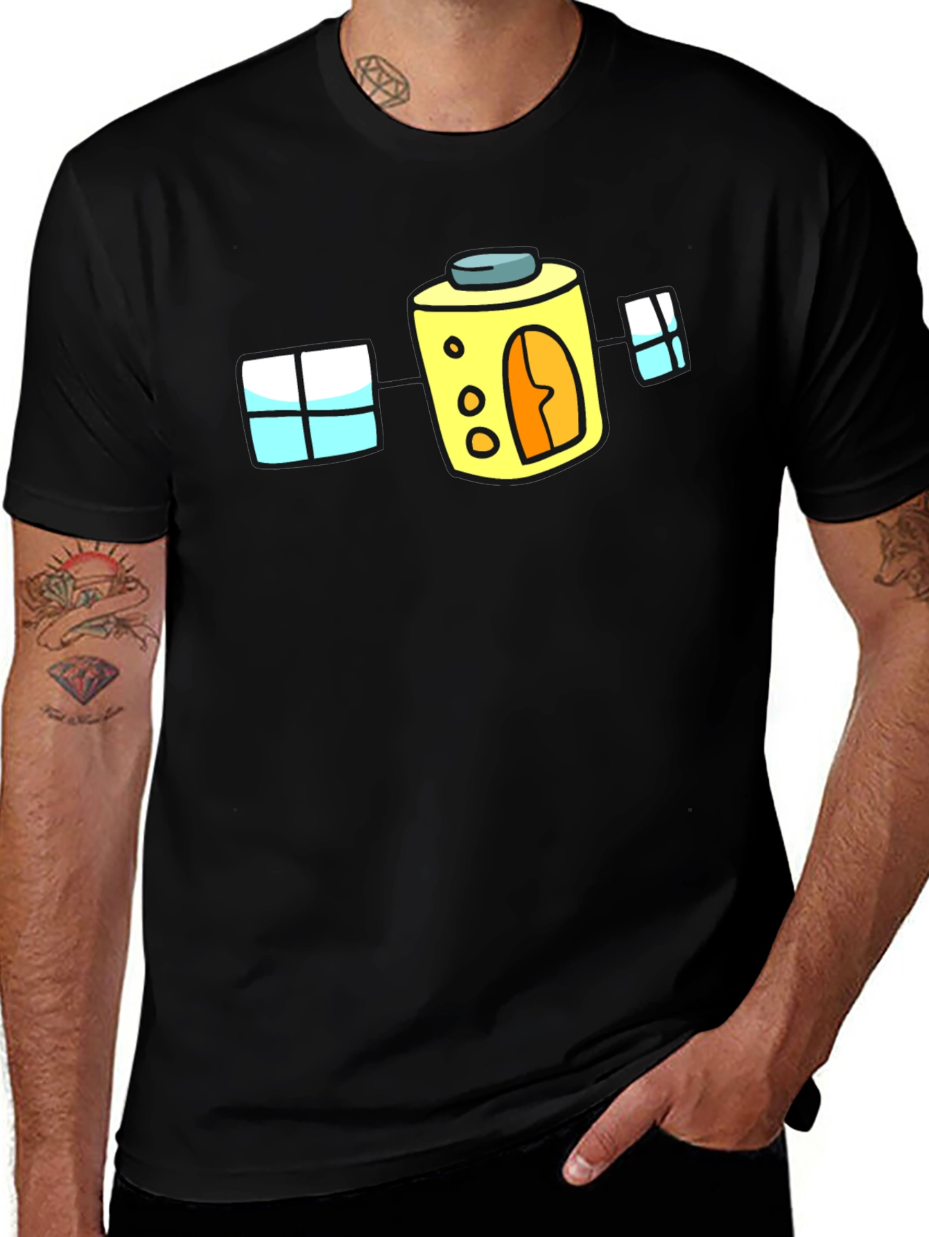 Cartoon House T-Shirt - Fun Black Tee