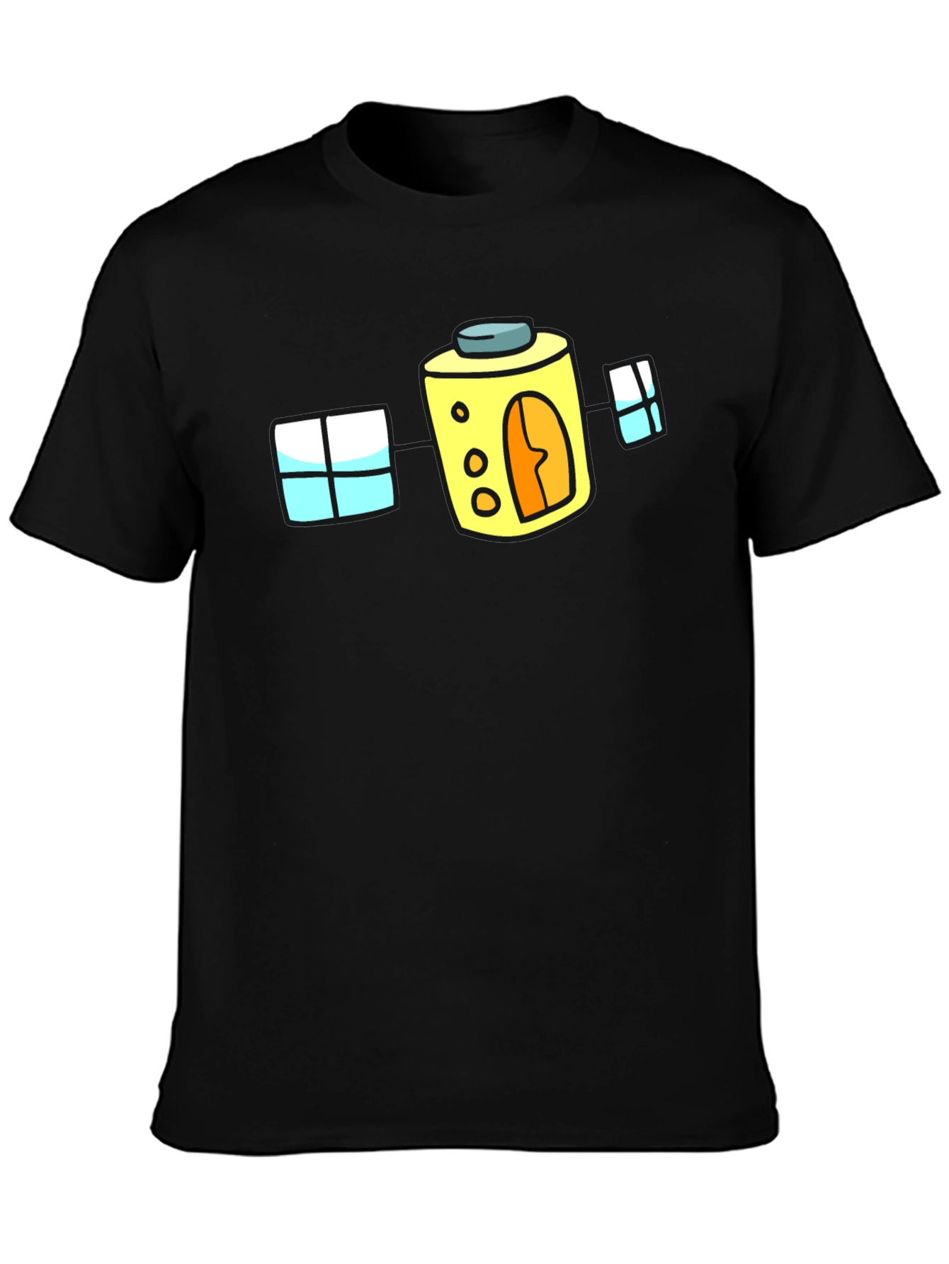 Cartoon House T-Shirt - Fun Black Tee