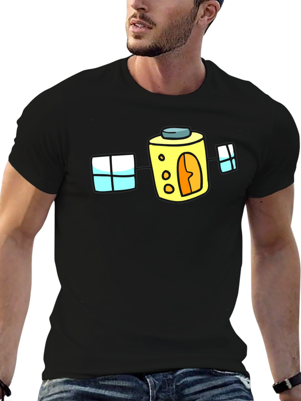 Cartoon House T-Shirt - Fun Black Tee
