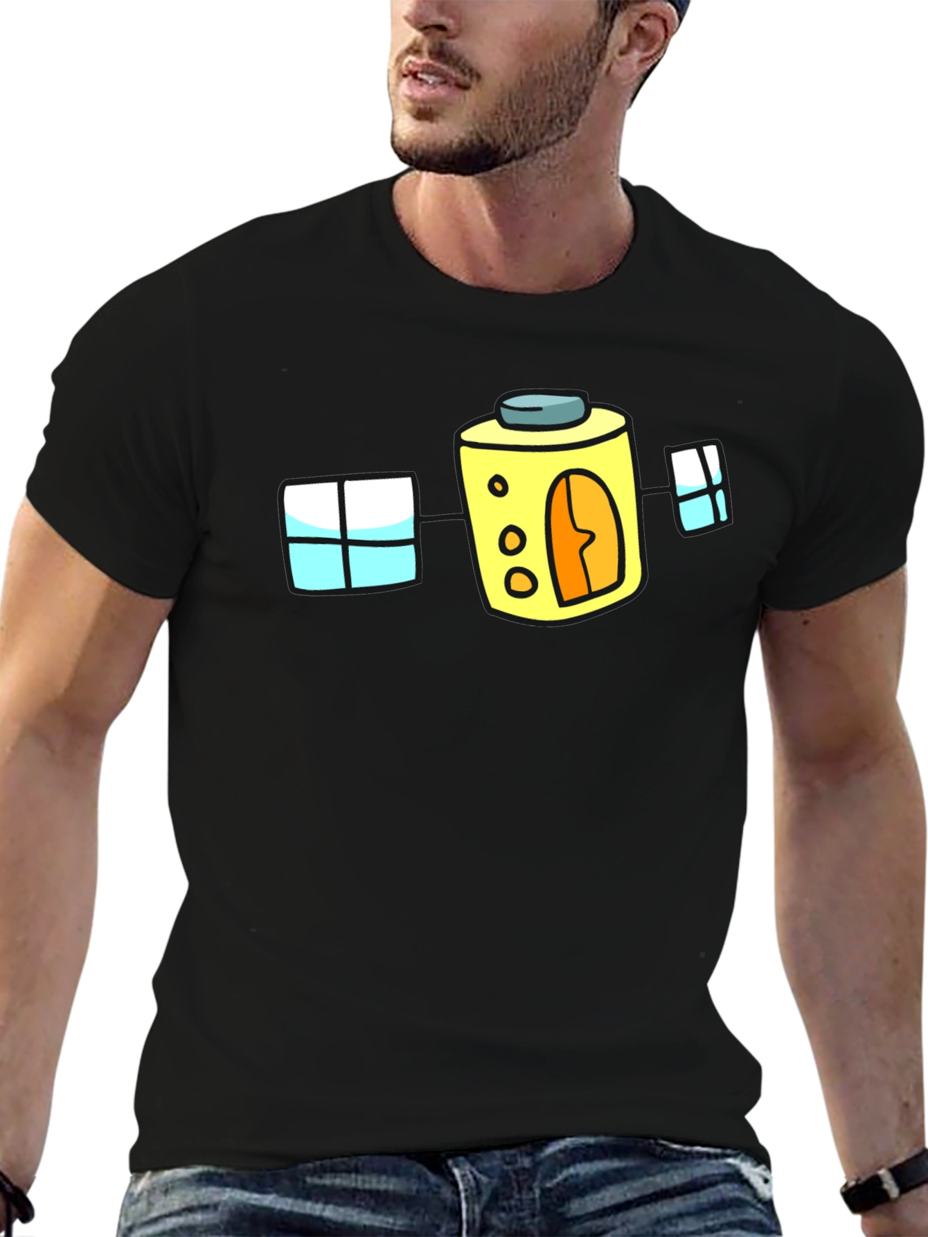 Cartoon House T-Shirt - Fun Black Tee