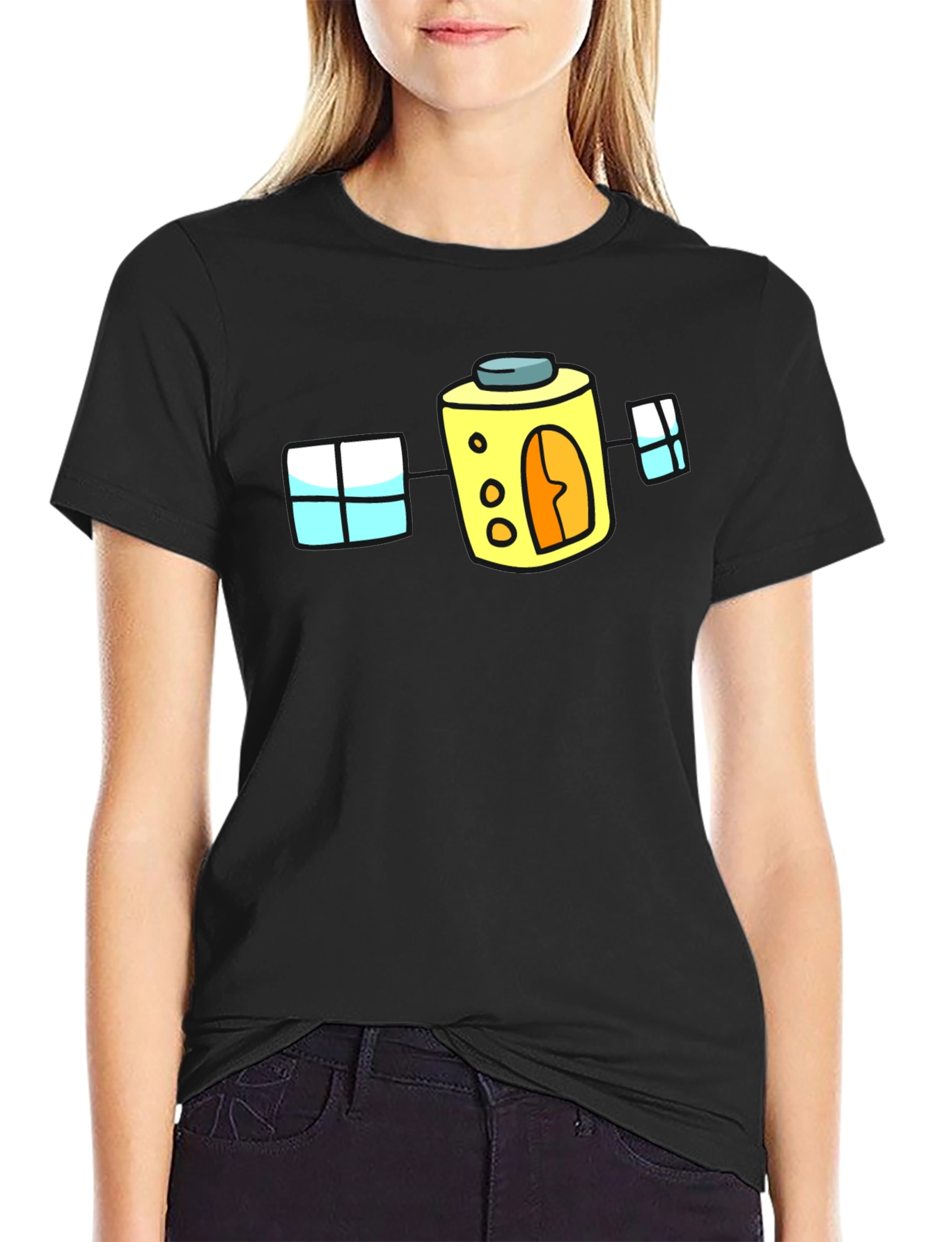 Cartoon House T-Shirt - Fun Black Tee