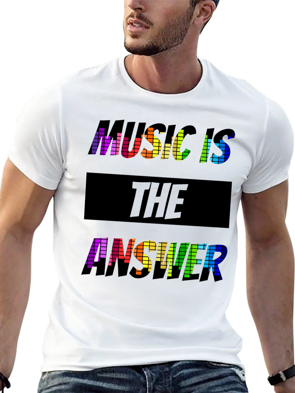 Music is the Answer Rainbow Graphic Tee