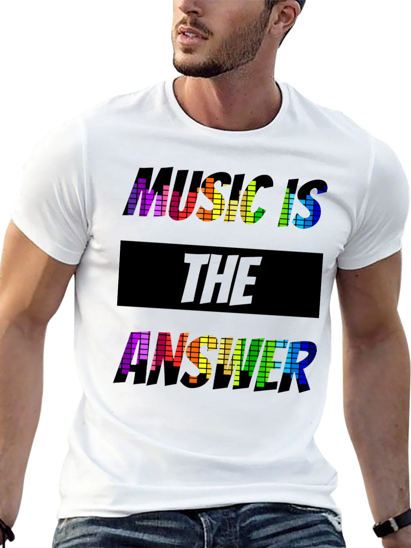Music is the Answer Rainbow Graphic Tee