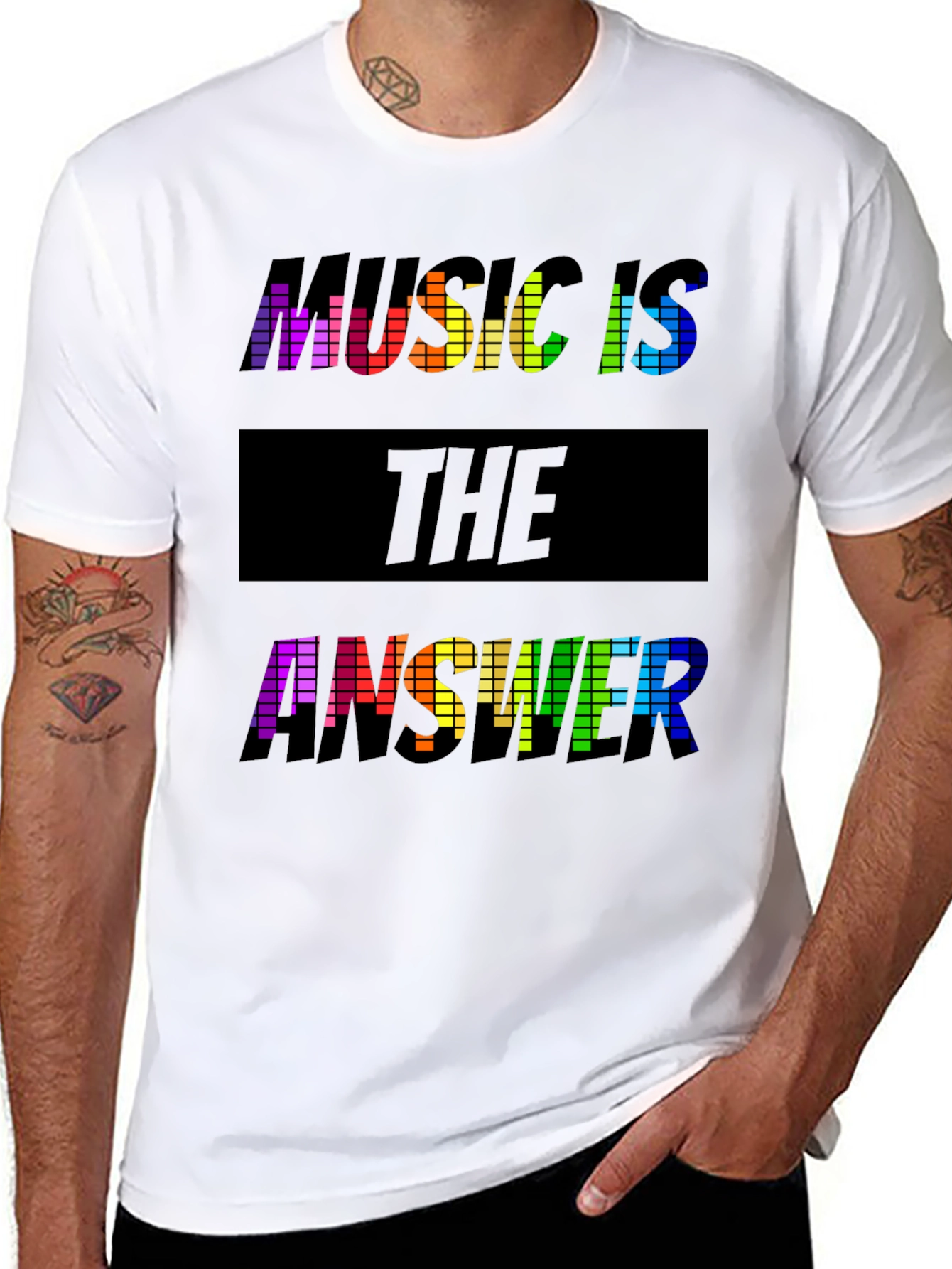 Music is the Answer Rainbow Graphic Tee