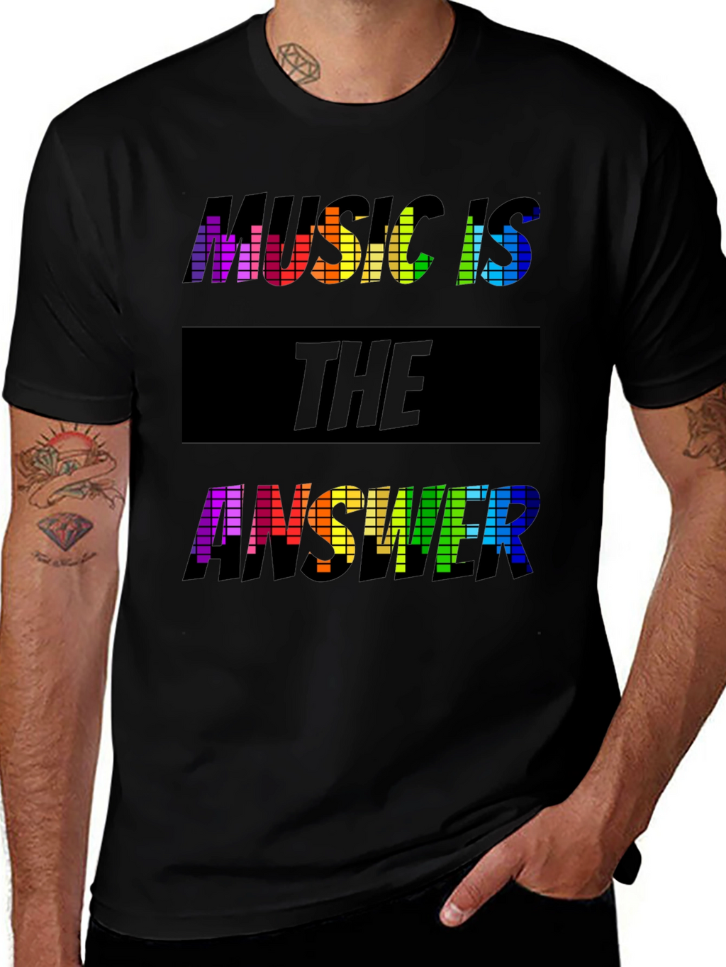 Music is the Answer Rainbow Graphic Tee