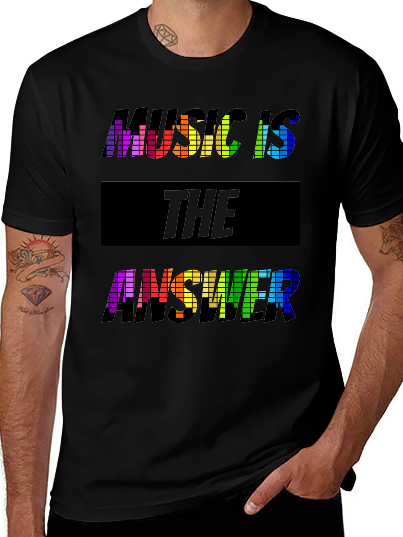 Music is the Answer Rainbow Graphic Tee