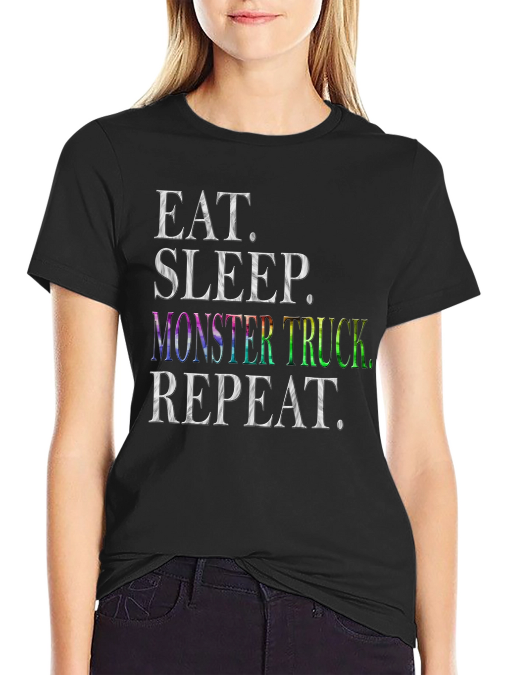 Eat Sleep Monster Truck Repeat Black T-Shirt