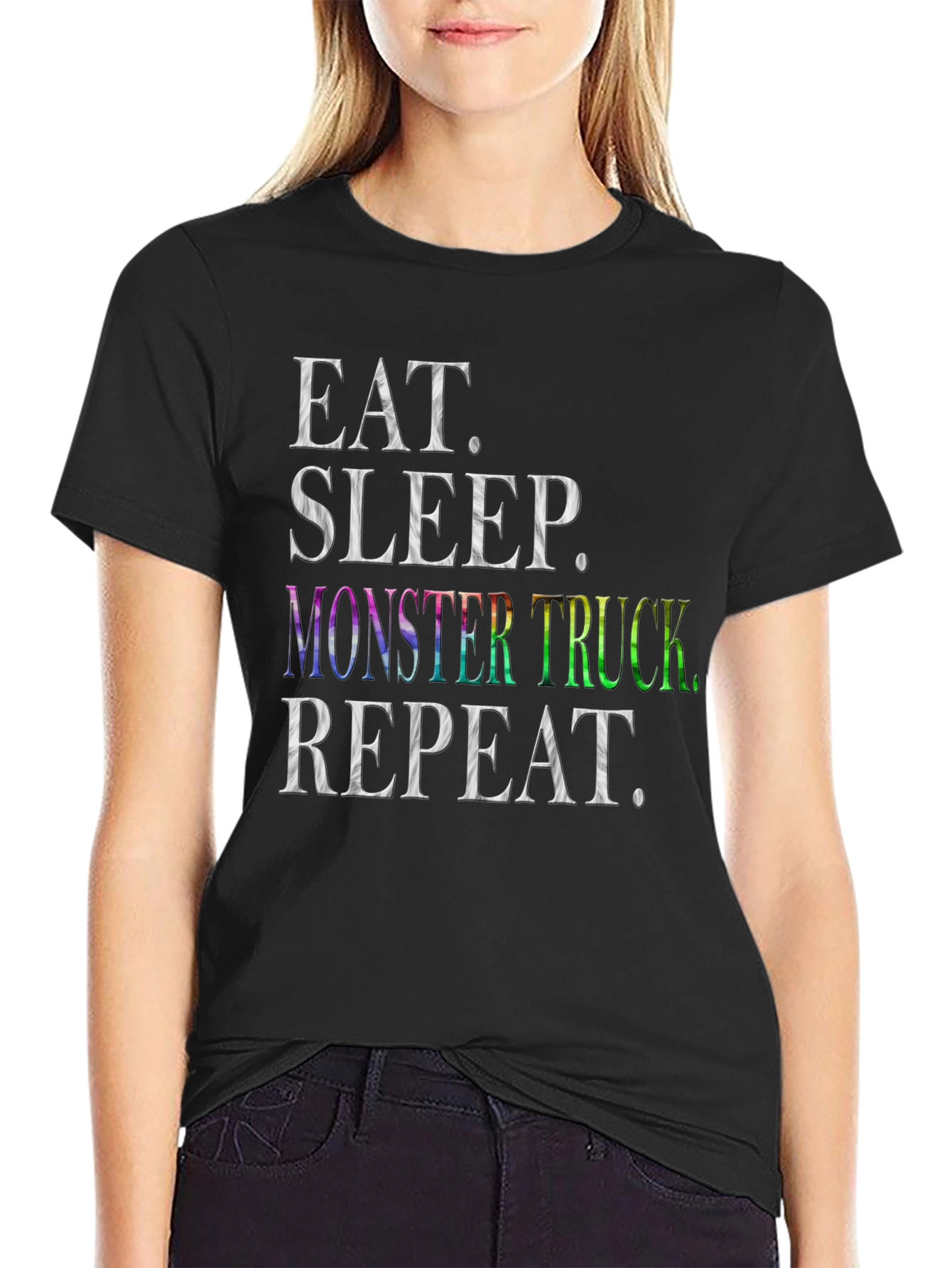 Eat Sleep Monster Truck Repeat Black T-Shirt