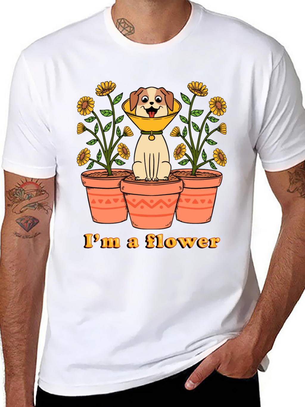 Funny Dog Flower Cone T-Shirt
