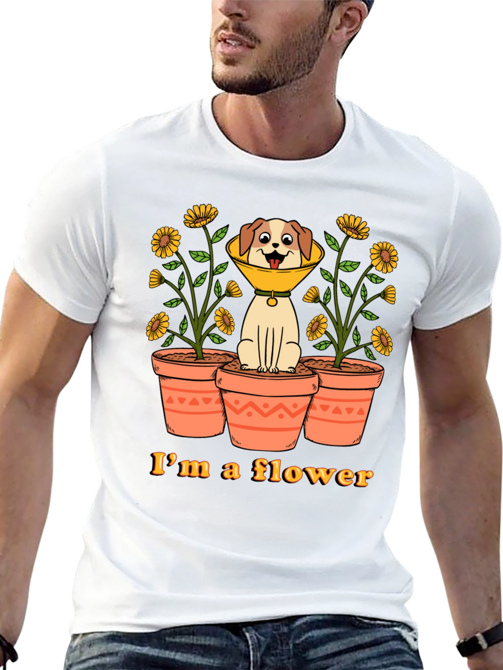 Funny Dog Flower Cone T-Shirt