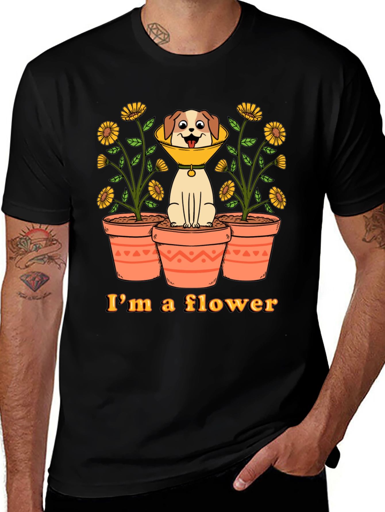 Funny Dog Flower Cone T-Shirt