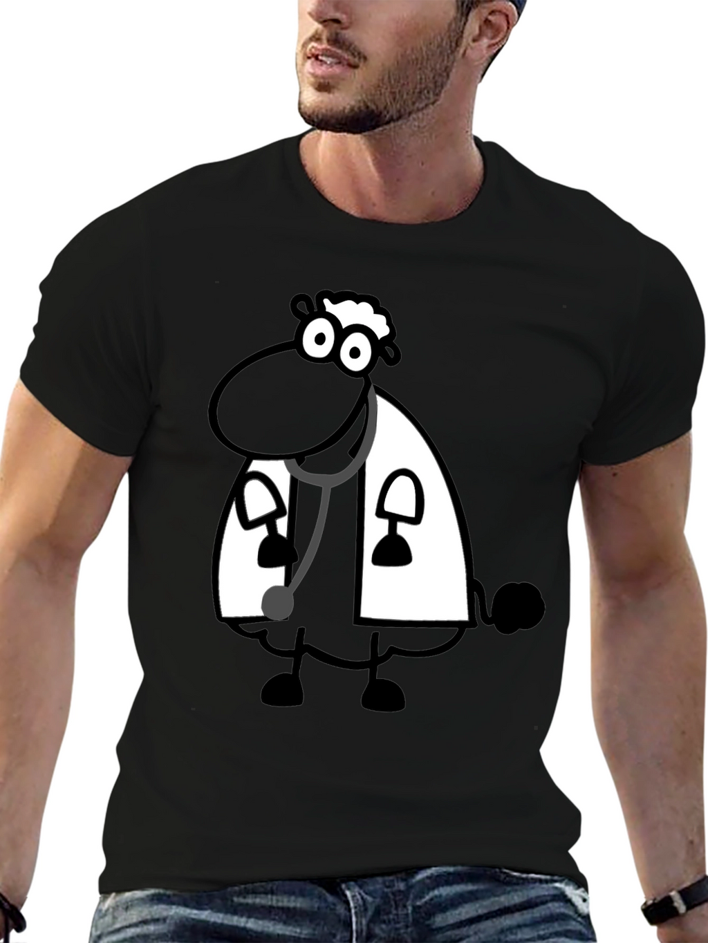 Black Sheep Doctor T-Shirt - Cartoon Style