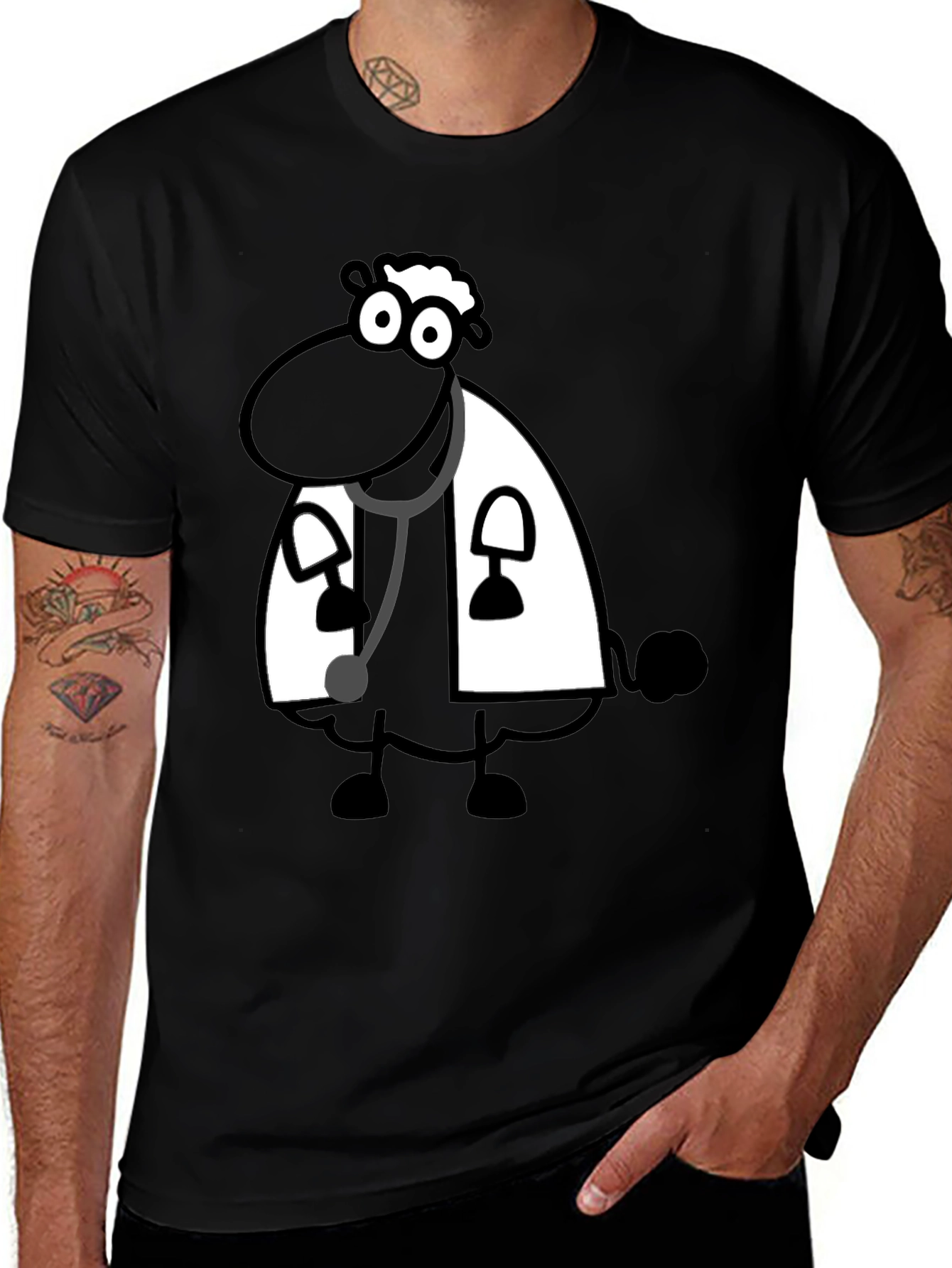 Black Sheep Doctor T-Shirt - Cartoon Style