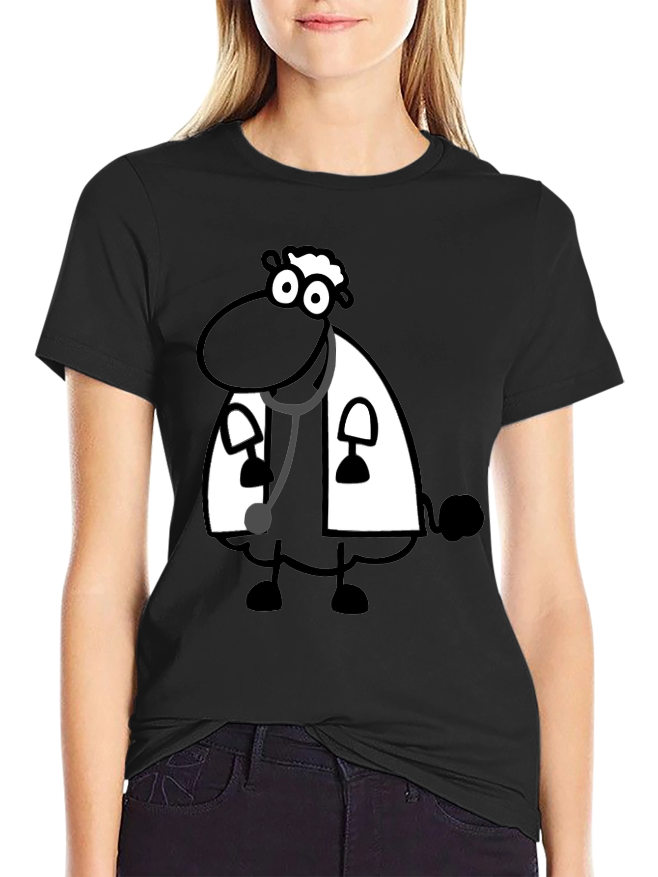 Black Sheep Doctor T-Shirt - Cartoon Style