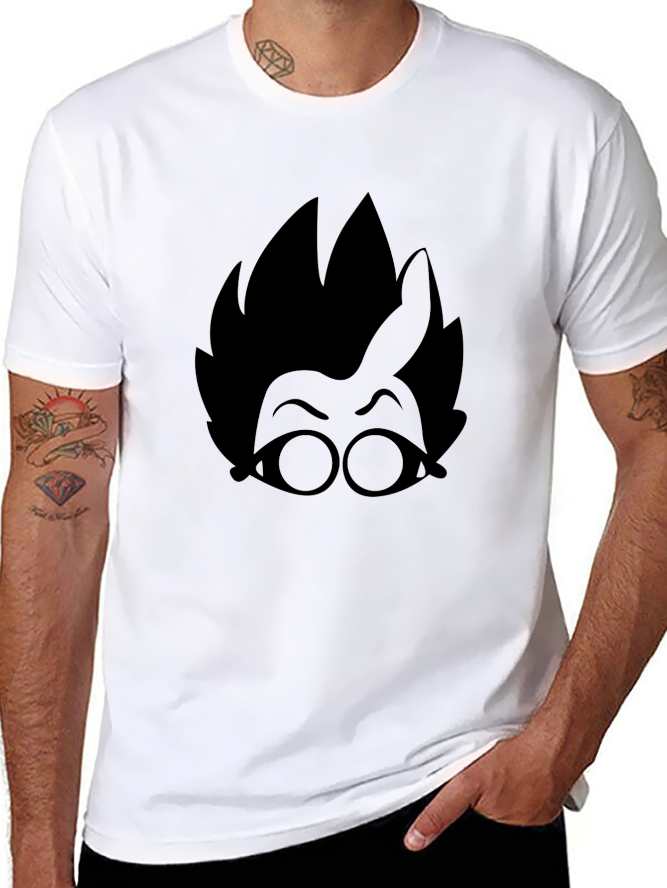 Cartoon Silhouette Graphic Black T-Shirt