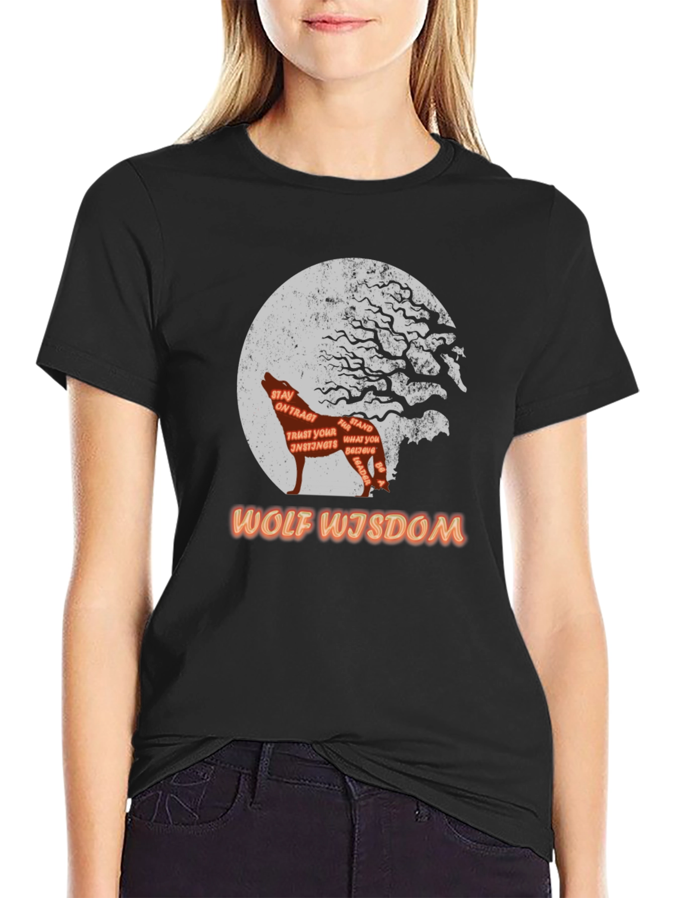 Wolf Wisdom T-Shirt - Trust Your Instincts Be a Leader