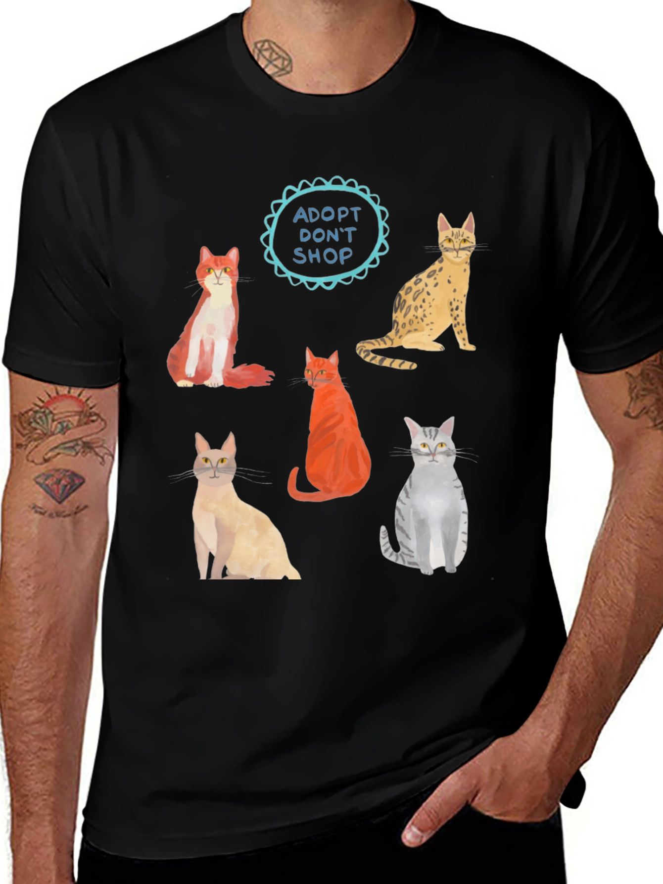 Adopt Dont Shop Cat Graphic T-Shirt