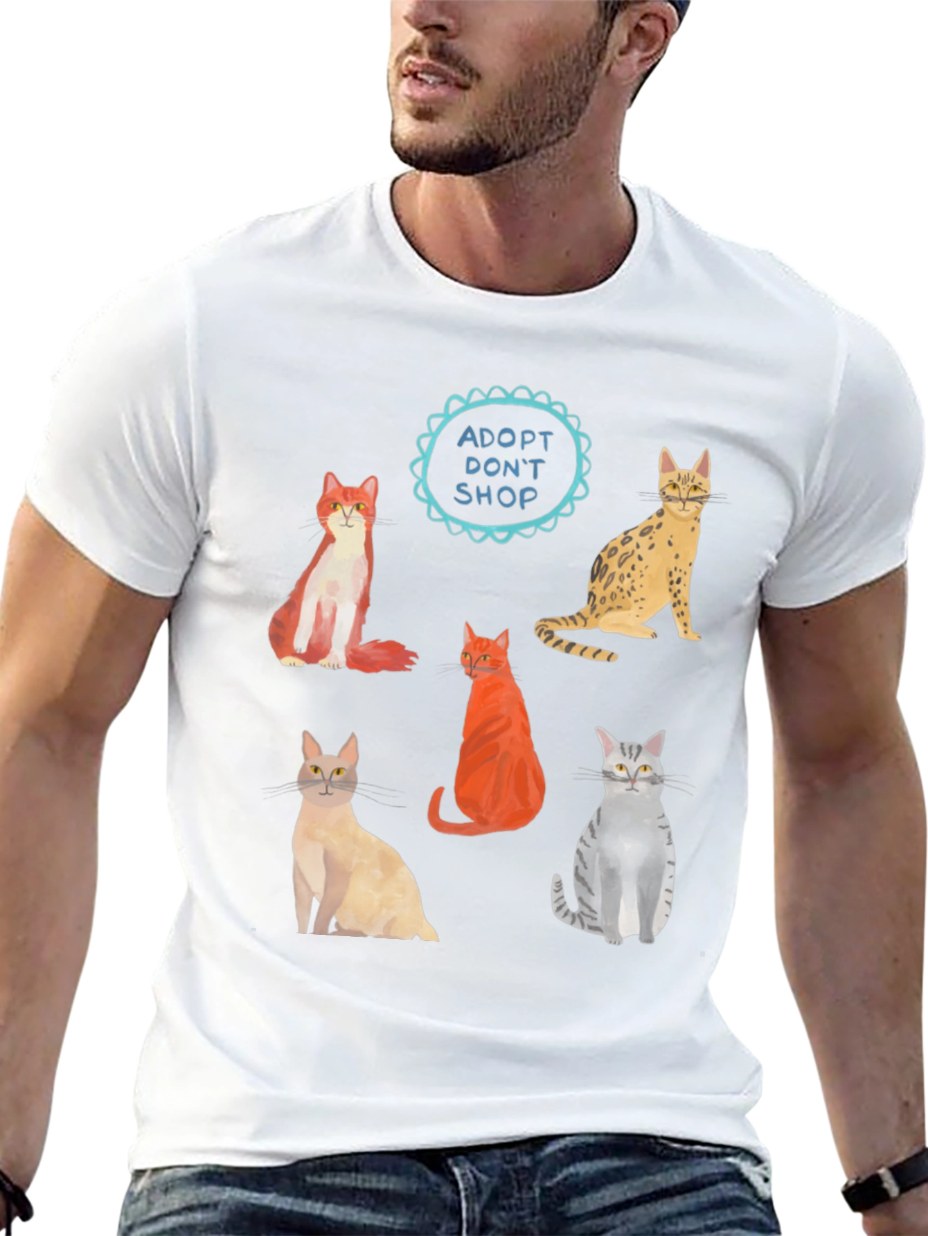 Adopt Dont Shop Cat Graphic T-Shirt