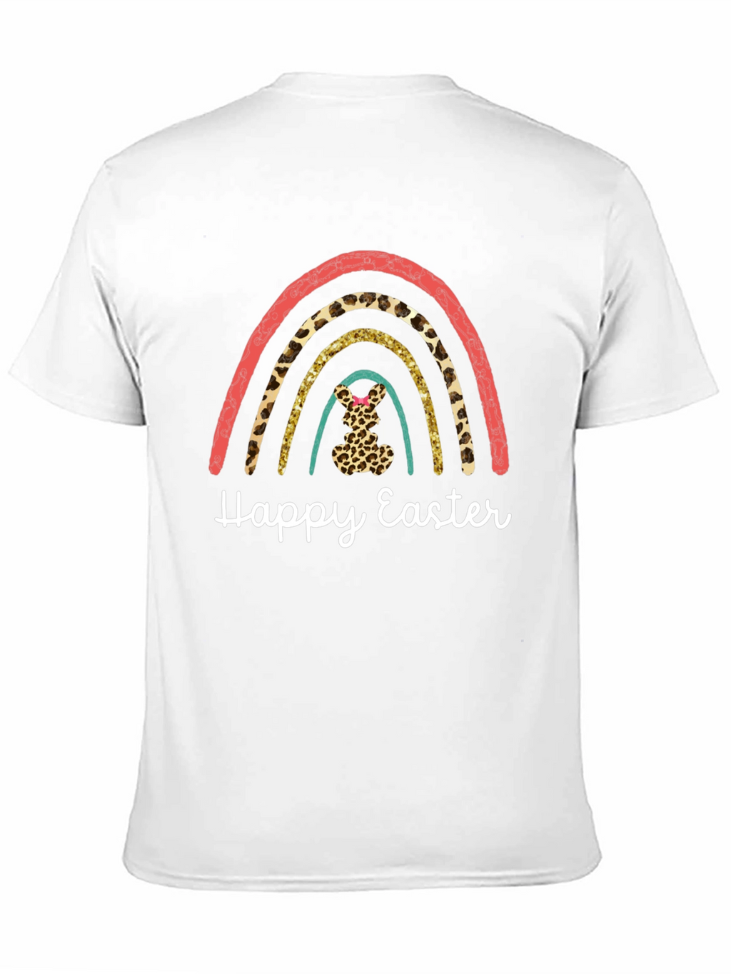 Happy Easter Rainbow Leopard Print T-Shirt