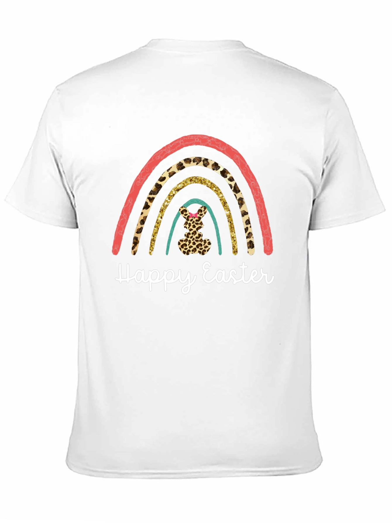 Happy Easter Rainbow Leopard Print T-Shirt