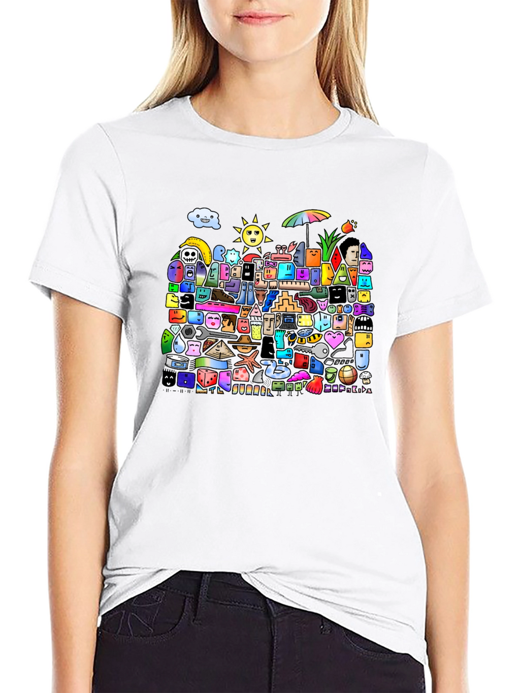 Funky Doodle Art Black T-Shirt
