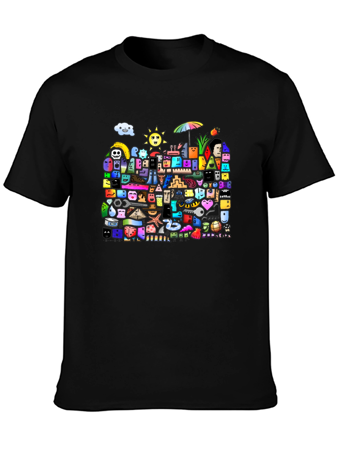 Funky Doodle Art Black T-Shirt