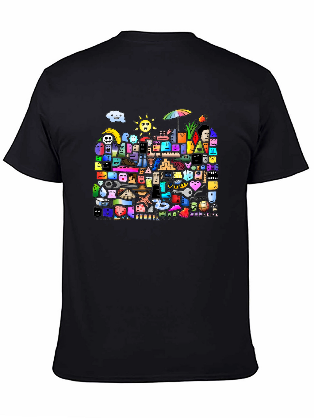 Funky Doodle Art Black T-Shirt