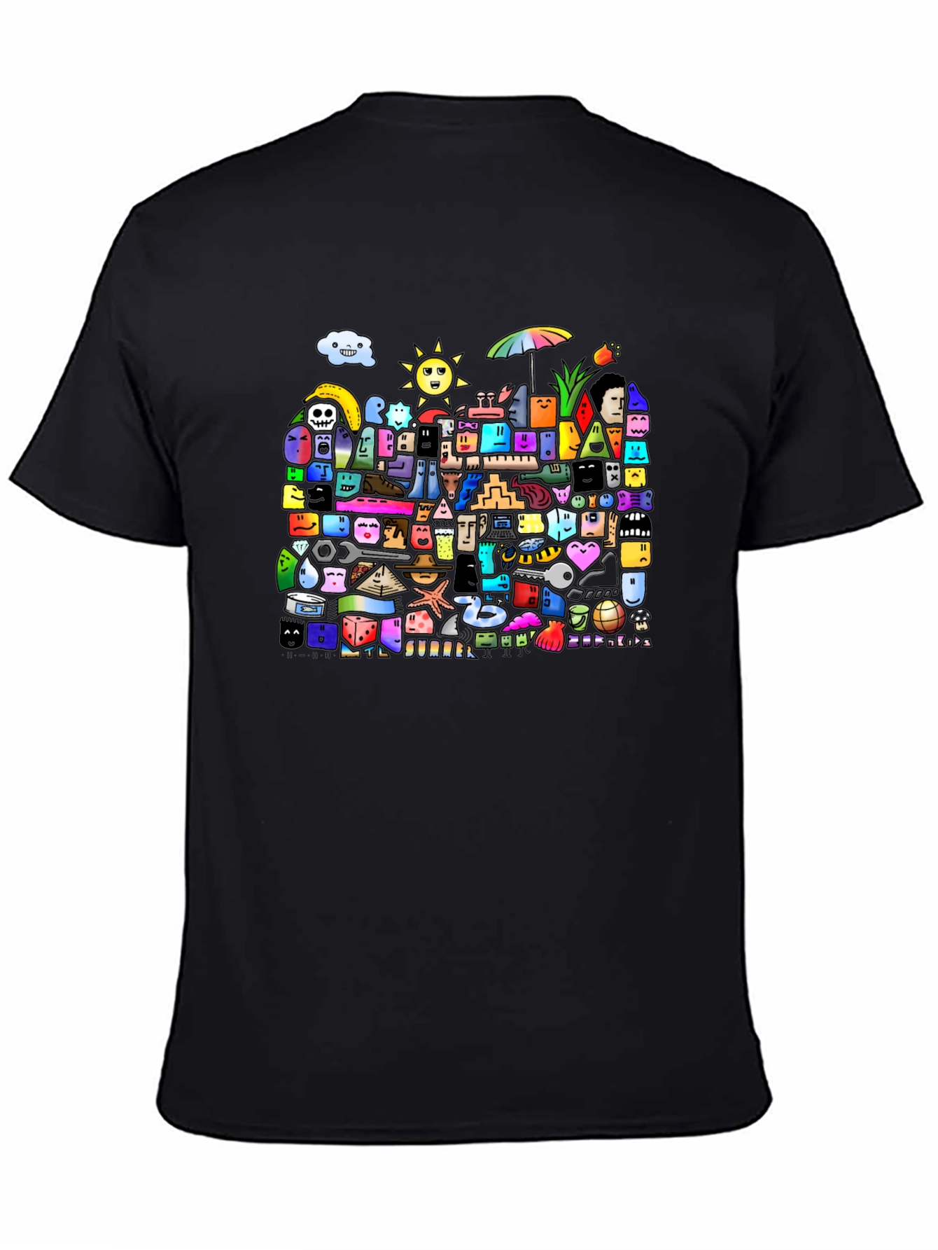 Funky Doodle Art Black T-Shirt