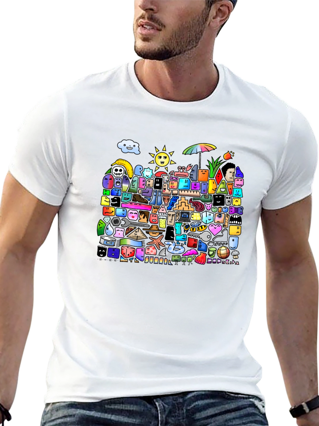 Funky Doodle Art Black T-Shirt