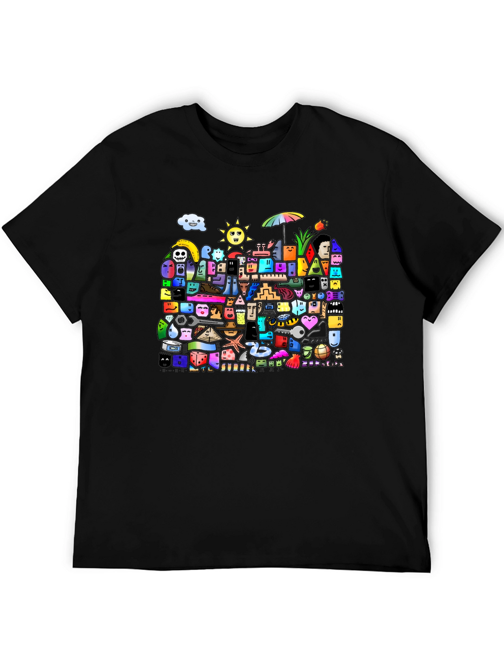Funky Doodle Art Black T-Shirt