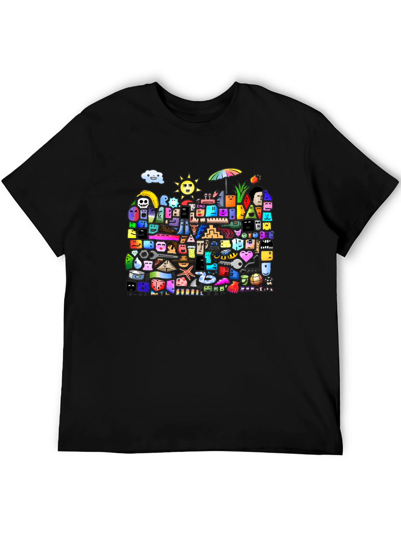 Funky Doodle Art Black T-Shirt