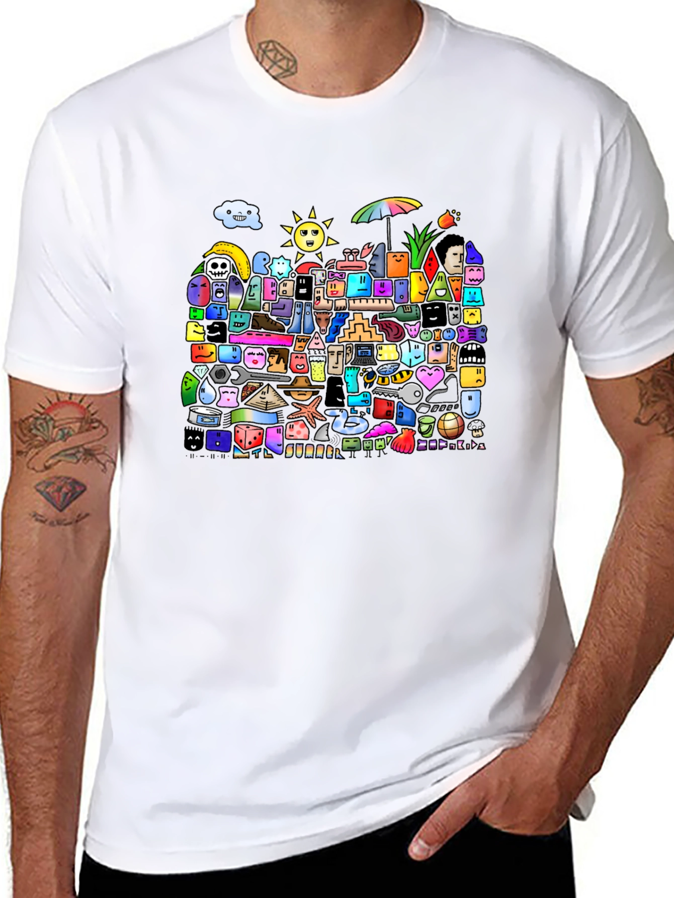 Funky Doodle Art Black T-Shirt