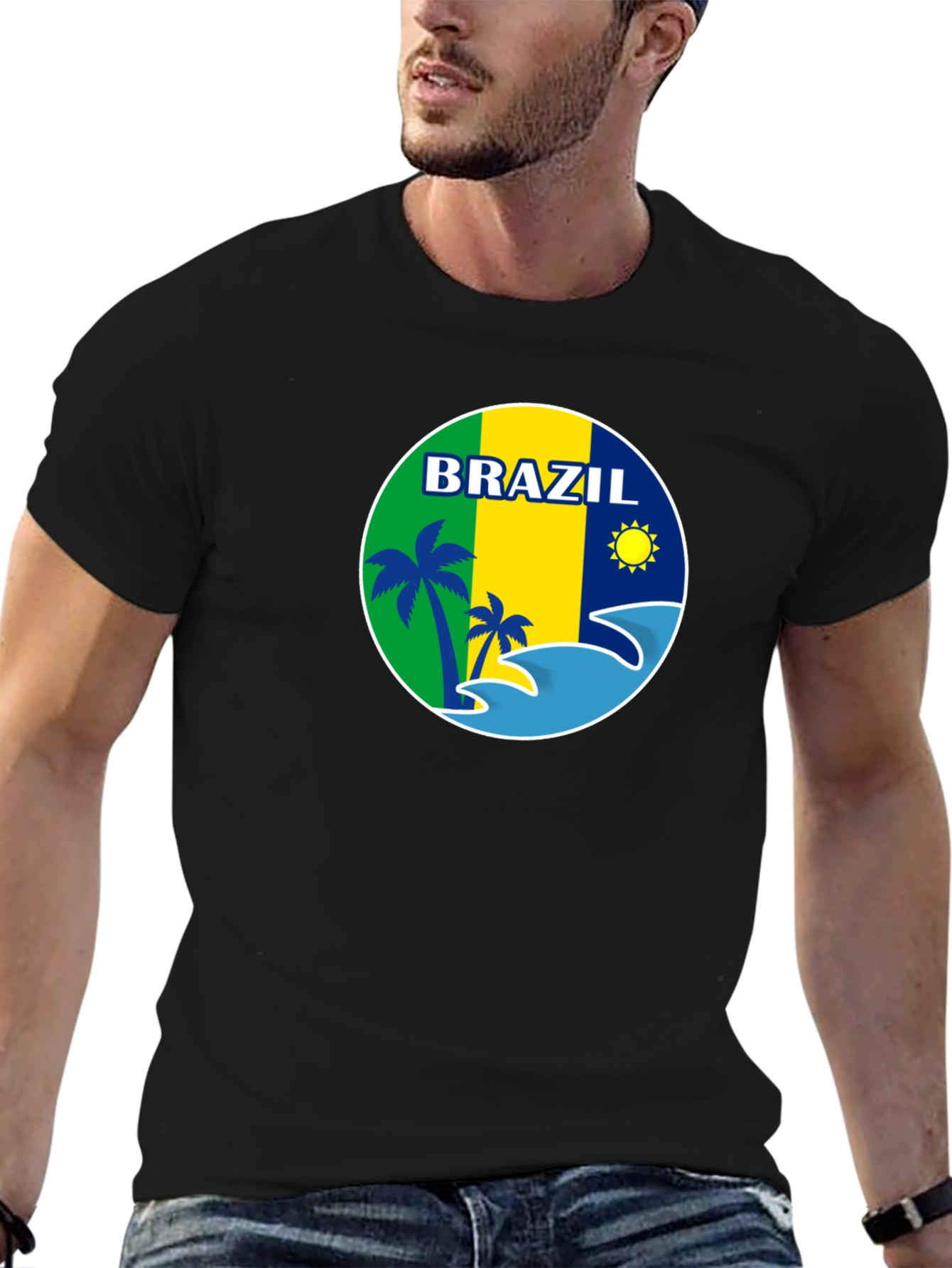 Brazil Graphic Tee - Tropical Beach Design T-Shirt