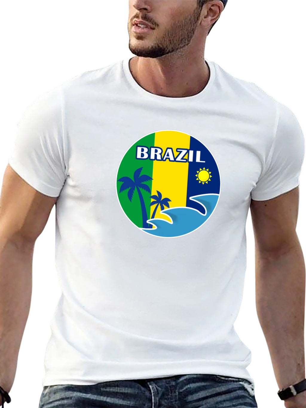 Brazil Graphic Tee - Tropical Beach Design T-Shirt