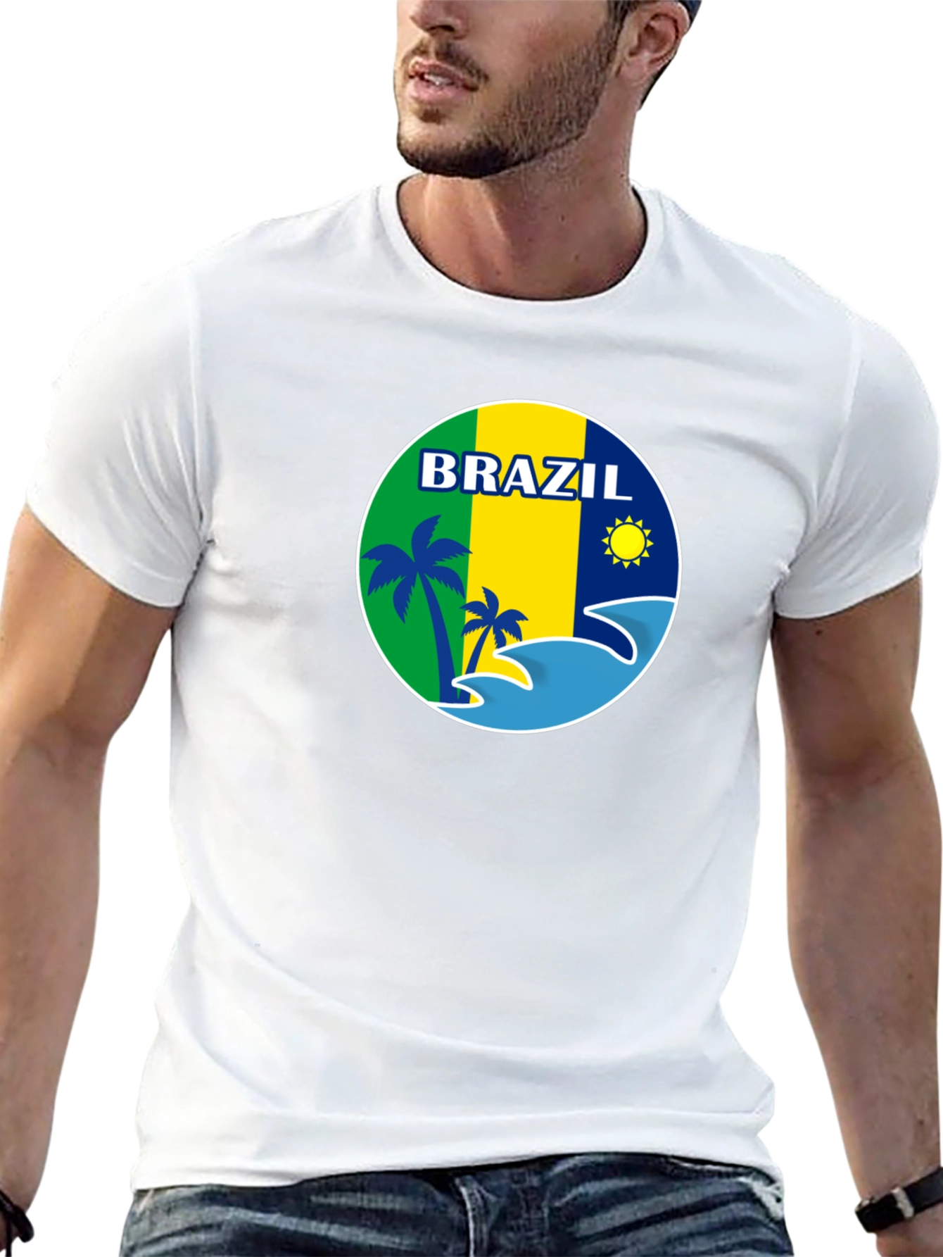 Brazil Graphic Tee - Tropical Beach Design T-Shirt