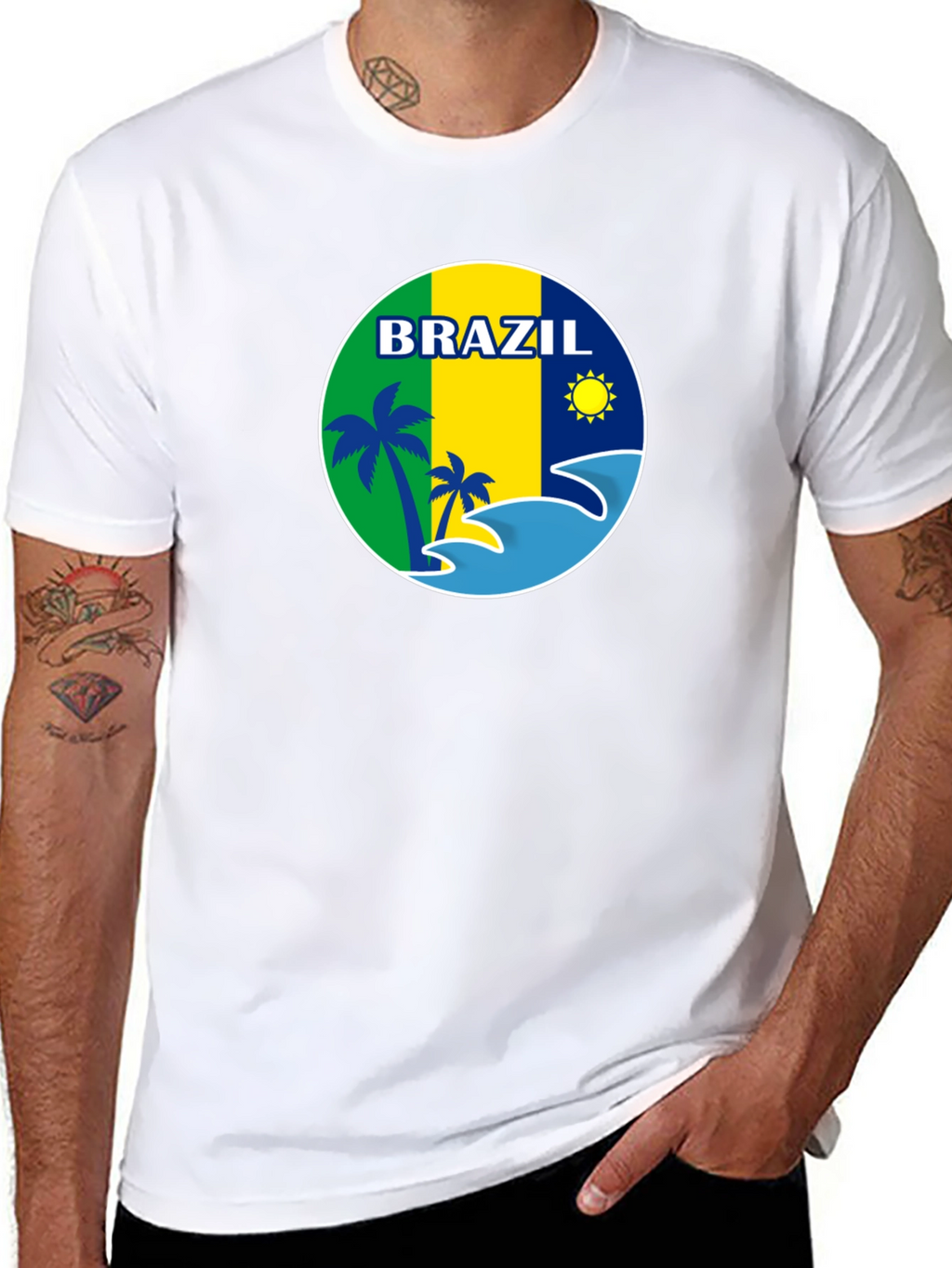 Brazil Graphic Tee - Tropical Beach Design T-Shirt