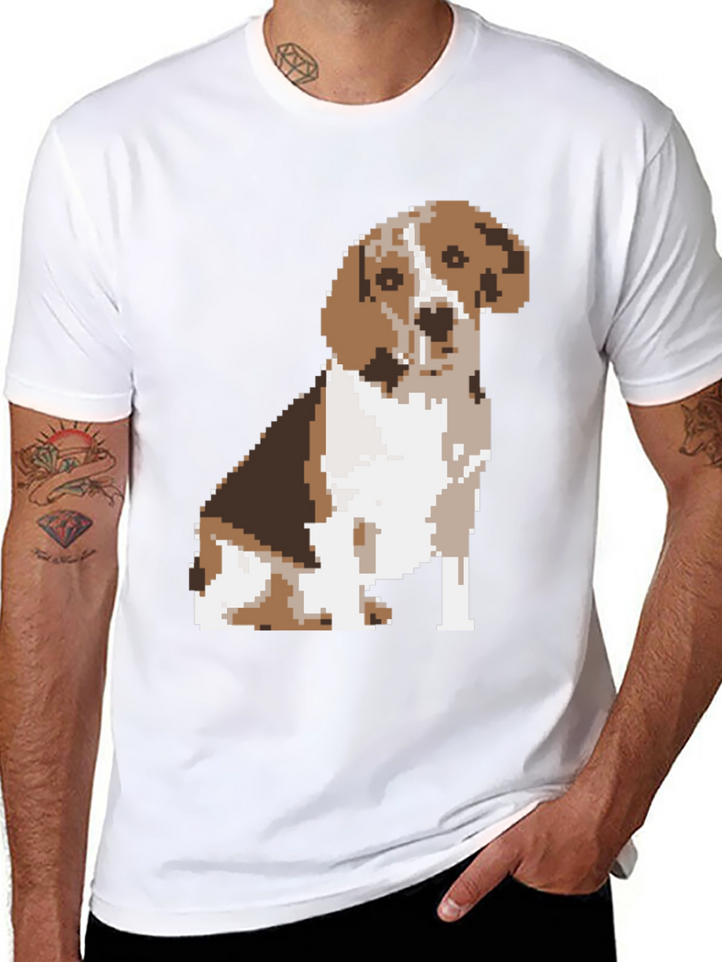 Pixelated Beagle Dog Graphic Tee