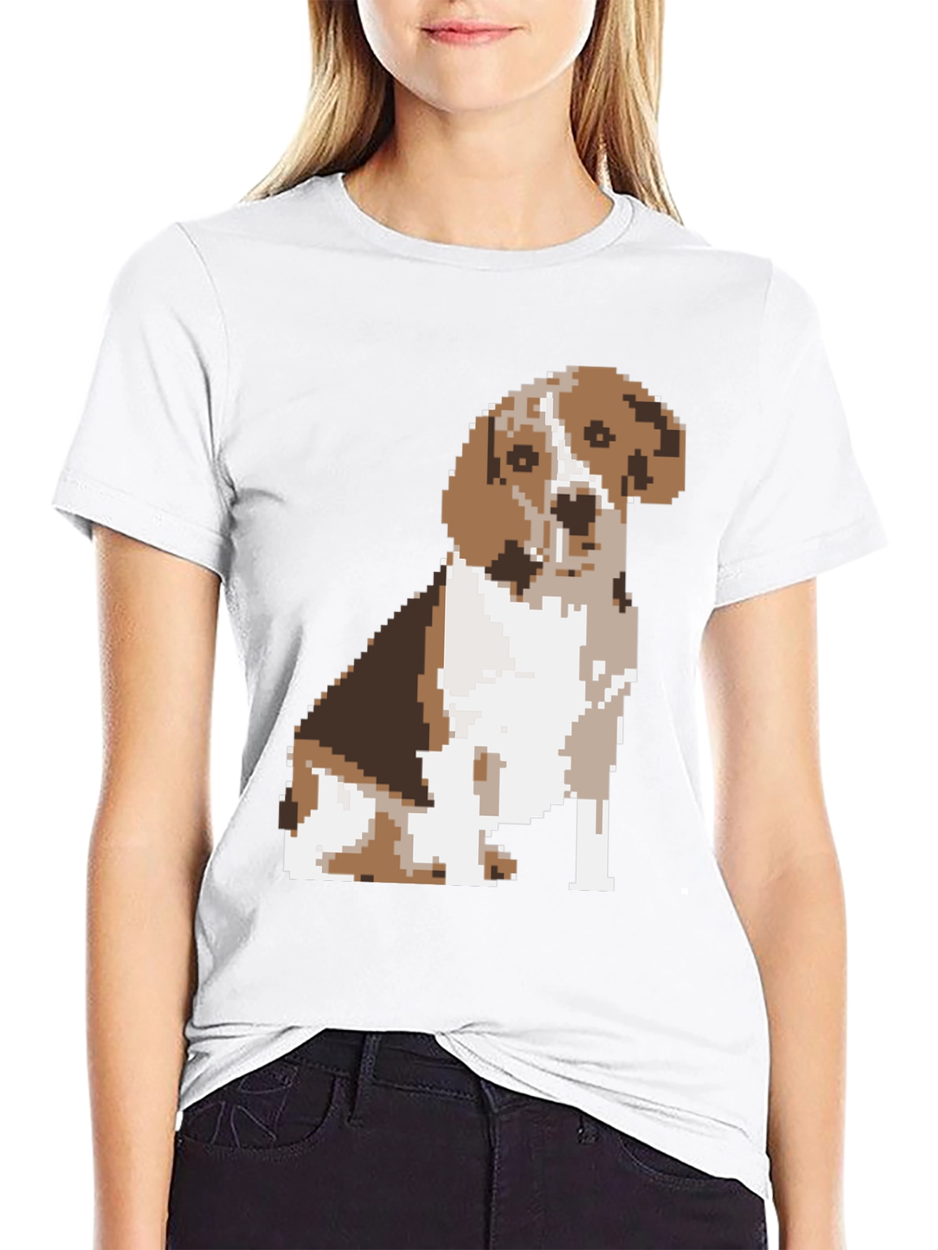Pixelated Beagle Dog Graphic Tee