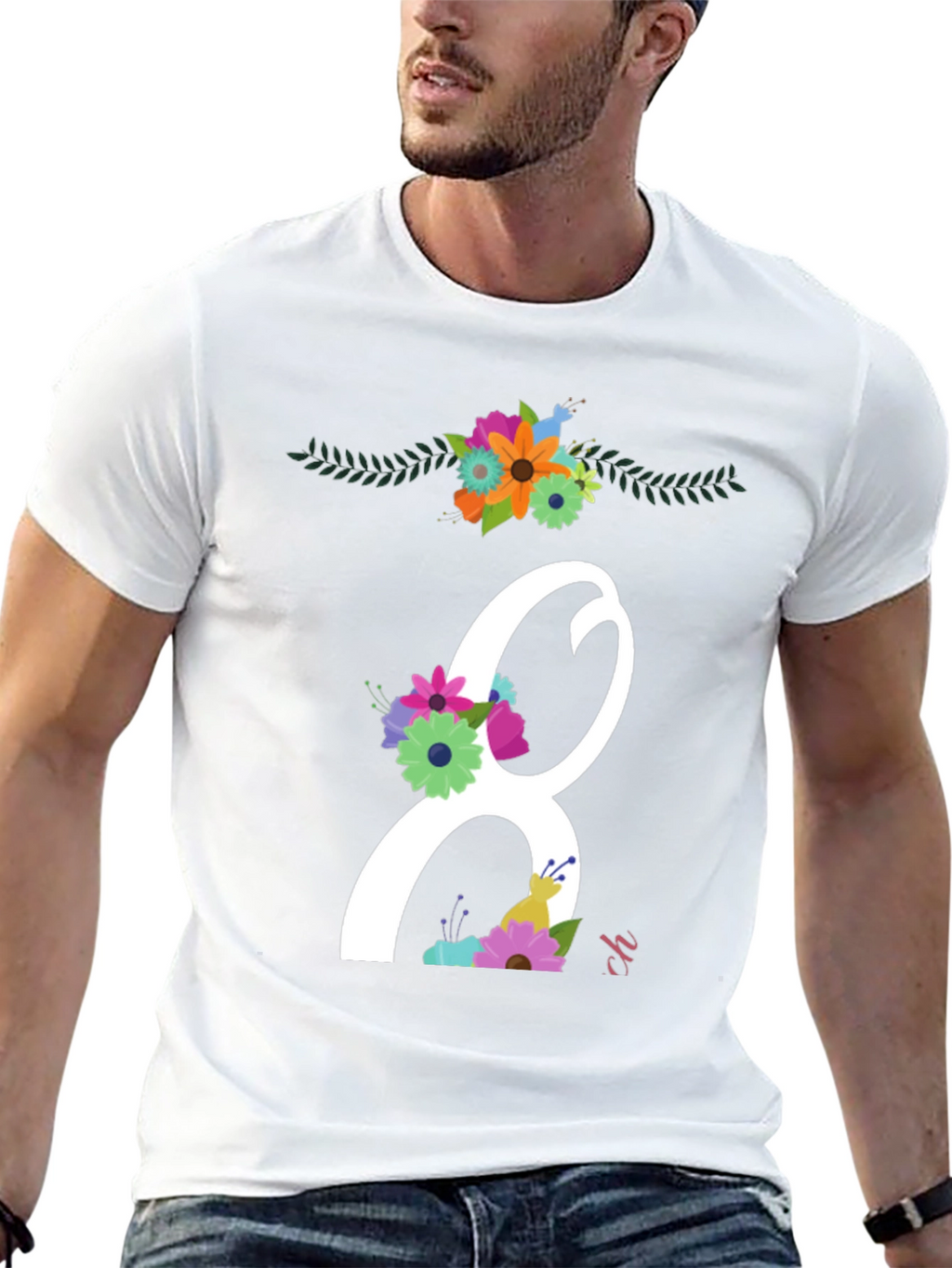 Floral Number 8 Black T-Shirt