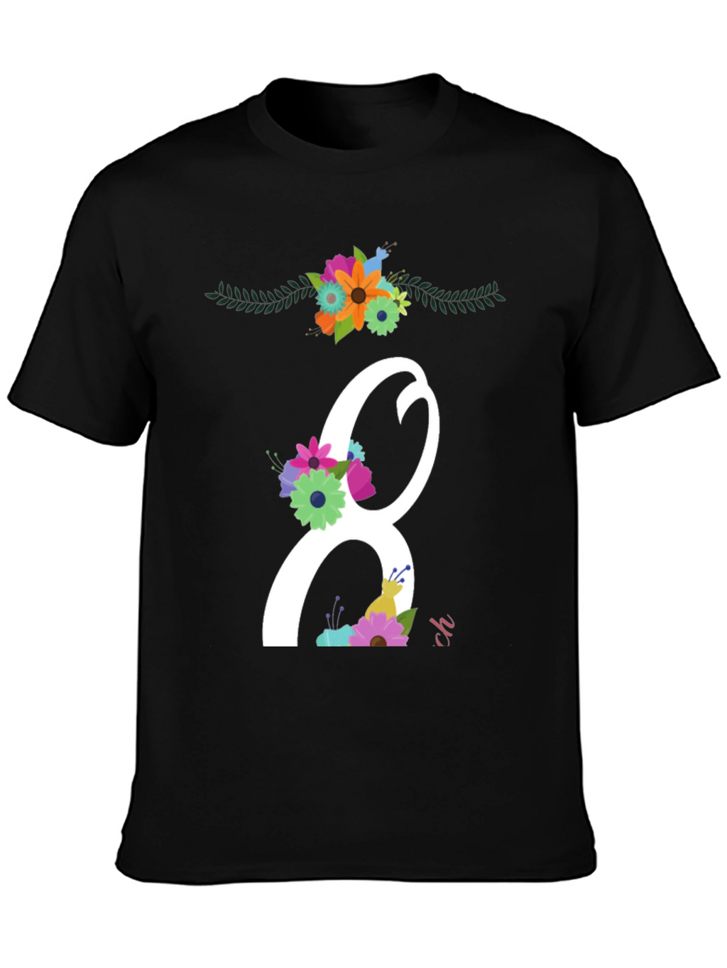 Floral Number 8 Black T-Shirt